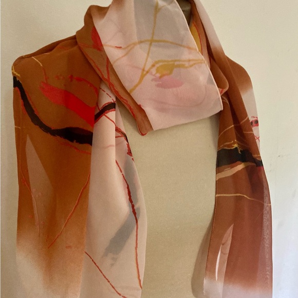 Large abstract CHIFFON scarf - Picture 2 of 12